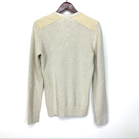 American Rag Men’s Crewneck Sweater With Pocket & Shoulder Patches Cream Gray - Picture 2 of 16